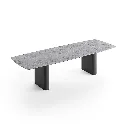 Amorelli - 08-000557 - dining table 300cm - alu charcoal mat, ceram terrazo grey - boatshape_medium.webp
