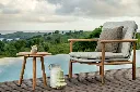 Benoa - deepseater- teak - rope linnen - incl cushion sunproof fontelina beige with Ronda - sidetable - teak - d45cm (2)_medium.webp