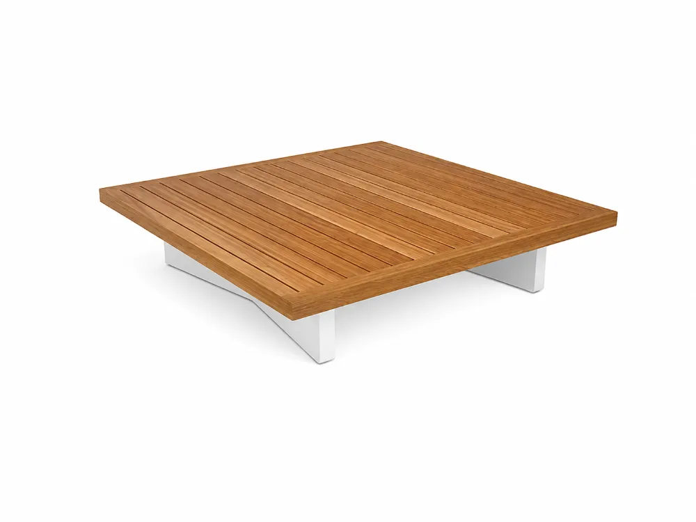 [TU50704] Arbon Koffietafel 90x90cm - Alu White - Teak Top | Jati Kebon