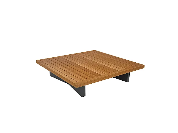 [TU50734] Arbon Koffietafel 90x90cm - Alu Charcoal - Teak Top | Jati Kebon