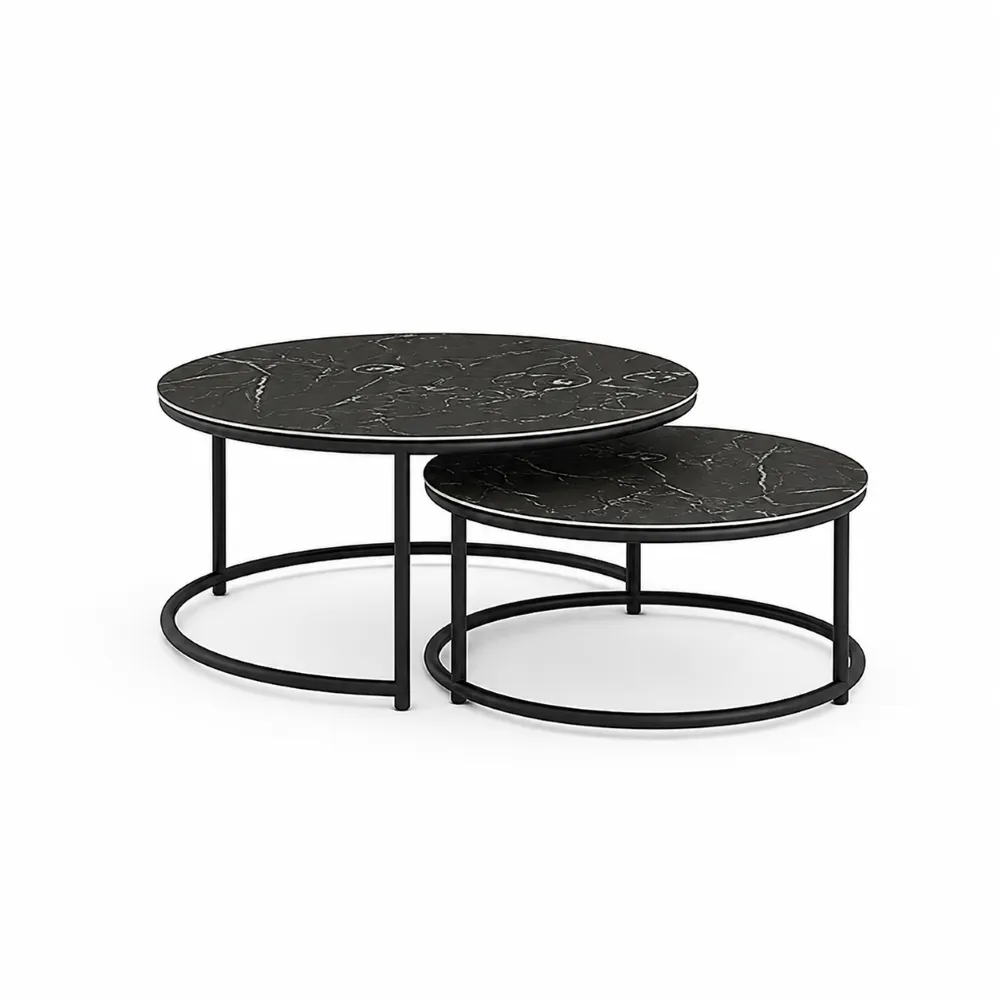 [TU8229] Bonito Koffietafel Set - Charcoal/Black Marble | Jati Kebon