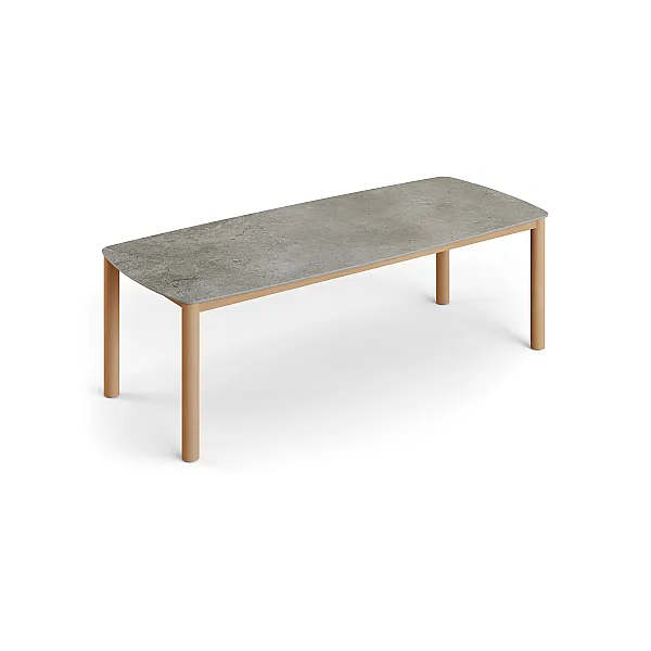 [KIT-BENOA-240-TEAK-PAL] Benoa Eettafel 240x100cm - Teak Frame/Keramiek Blad | Jati Kebon (Palladium Grey)